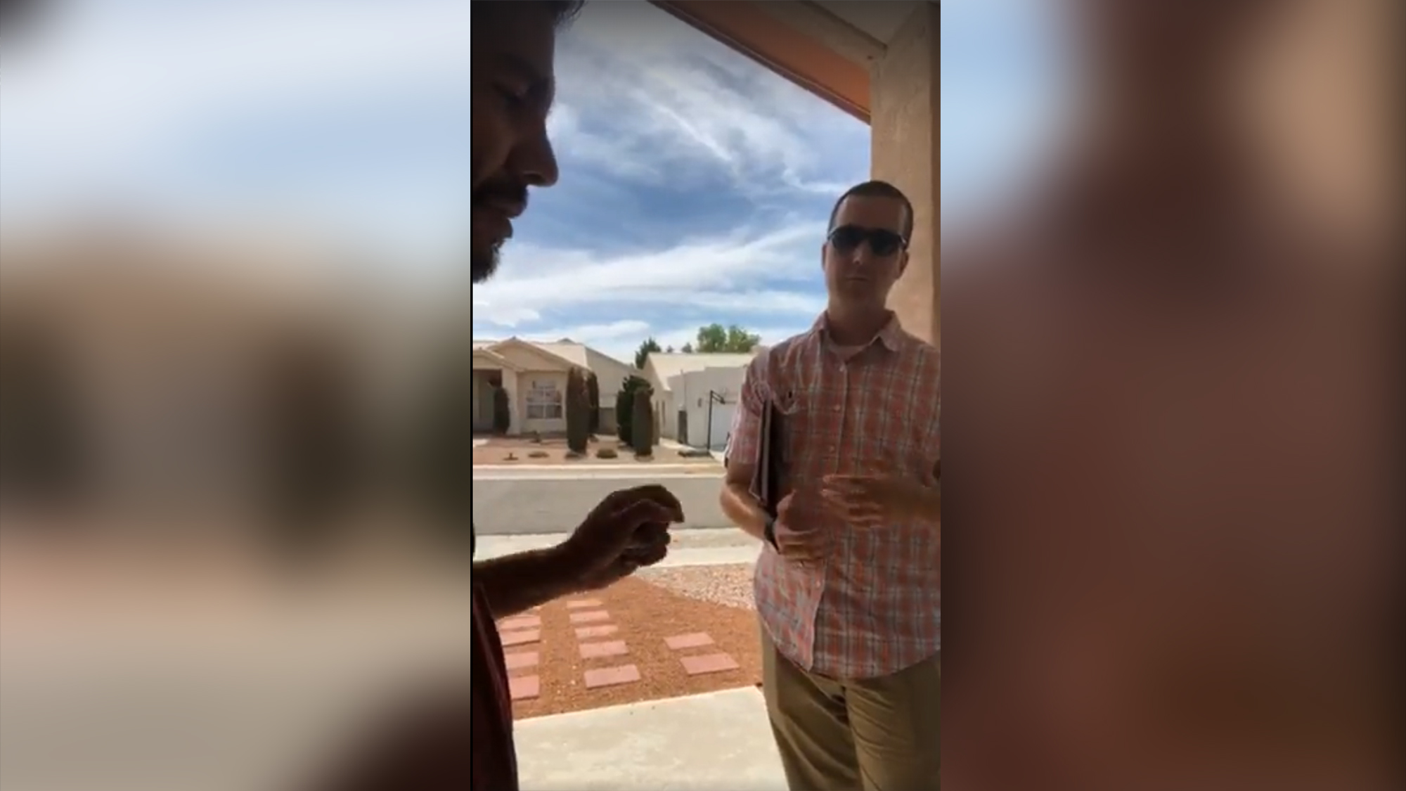 Farleft protester Javier Benavidez questioned by the Secret Service